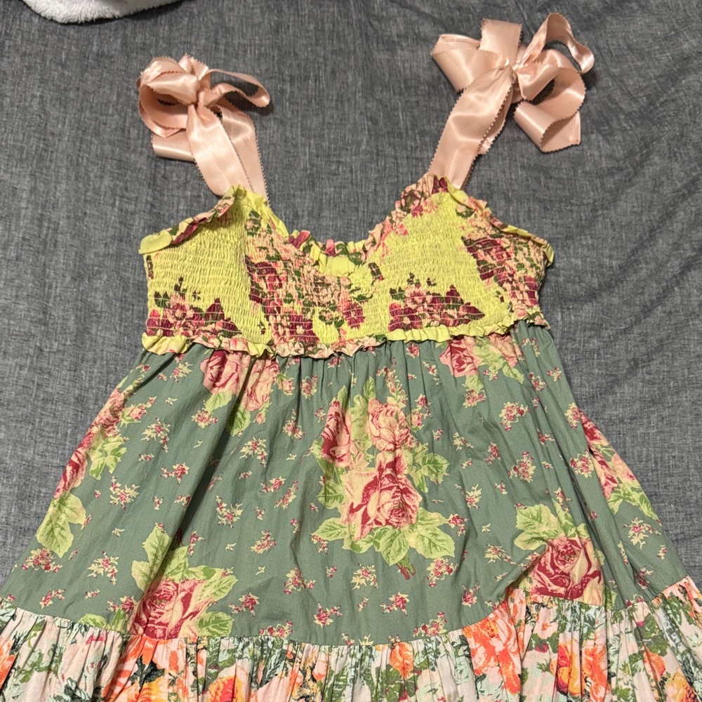 Free People Floral Dress with Ribbon Straps
